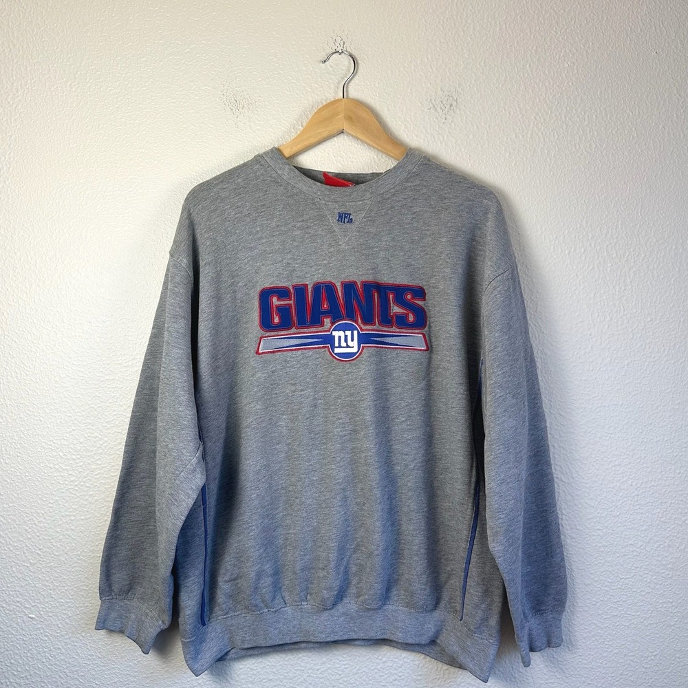 NFL Sweatshirt Mens XL Grey Good New York Giants Embroidered Crewneck Vintage